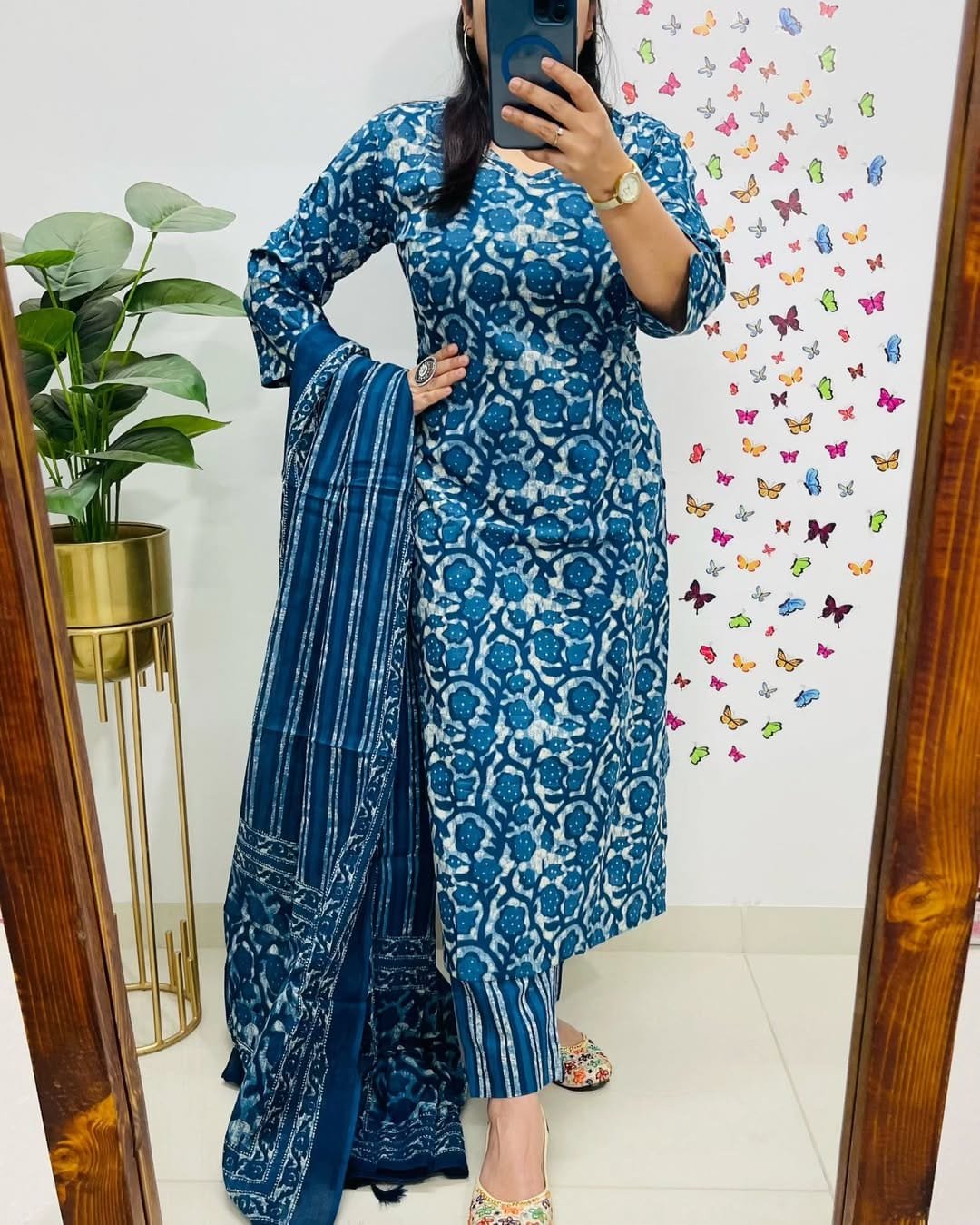 Printed Cotton Kurta Pant Dupatta Set